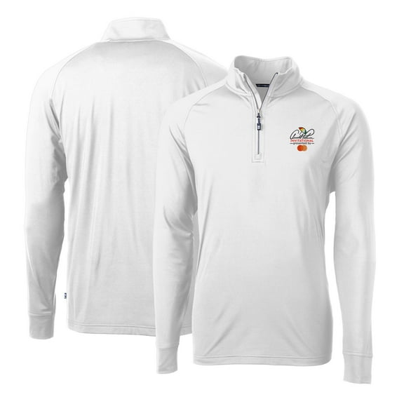 Men's Cutter & Buck White Arnold Palmer Invitational Adapt Eco Knit Stretch Recycled Quarter-Zip Throwback Pullover Top