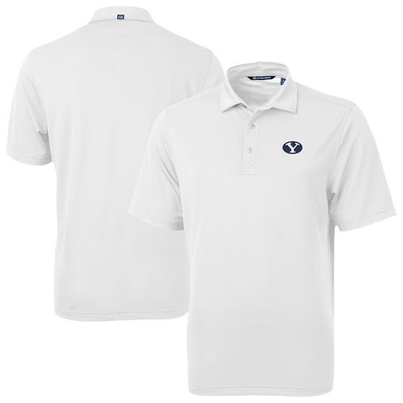 Men's Cutter & Buck White BYU Cougars Virtue Eco Pique Recycled Polo