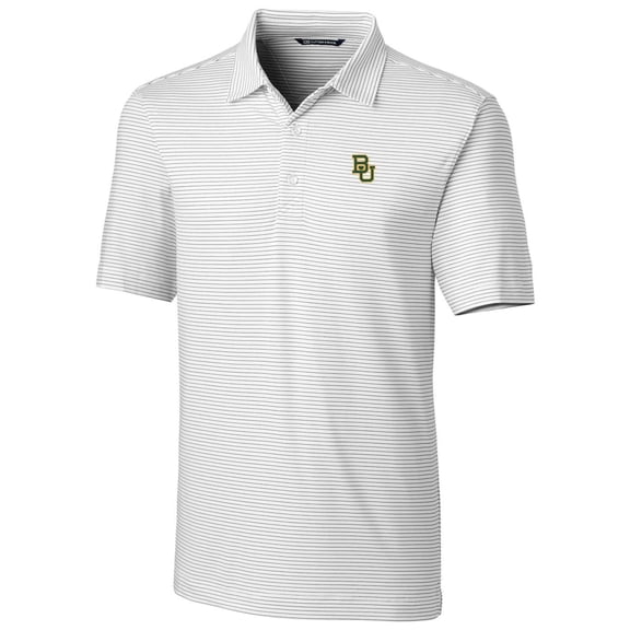 Men's Cutter & Buck White Baylor Bears Big & Tall Forge Pencil Stripe Logo Polo