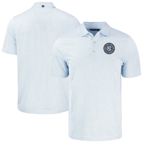 Men's Cutter & Buck White/Blue New York City FC Pike Eco Symmetry Print Stretch Recycled Polo