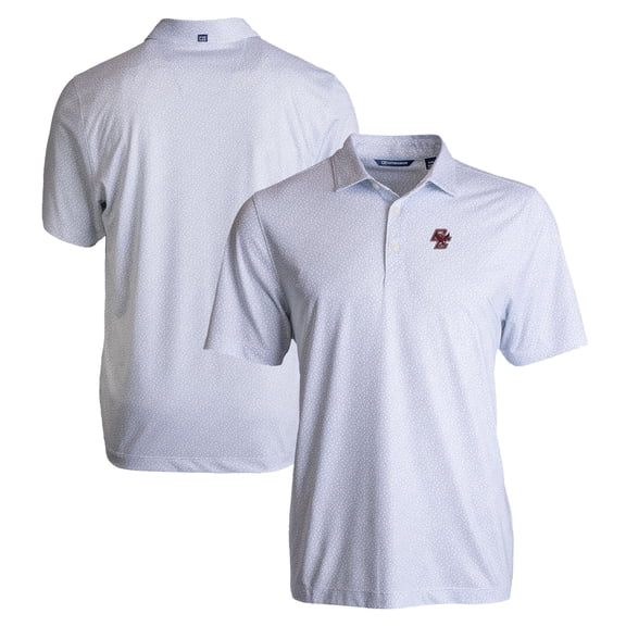 Men's Cutter & Buck White Boston College Eagles Pike Eco Pebble Print Stretch Recycled Polo