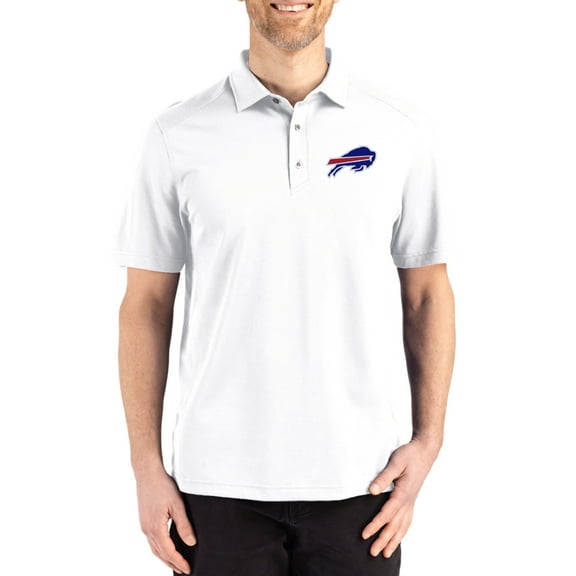 Men's Cutter & Buck White Buffalo Bills Big & Tall Advantage Refresh Epic Confidence Recycled Tri-Blend Pique Polo