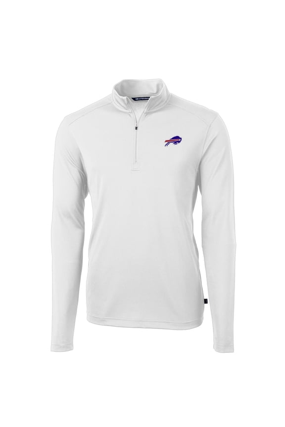 Men's Cutter & Buck White Buffalo Bills Virtue Eco Pique Recycled Quarter-Zip Pullover Jacket