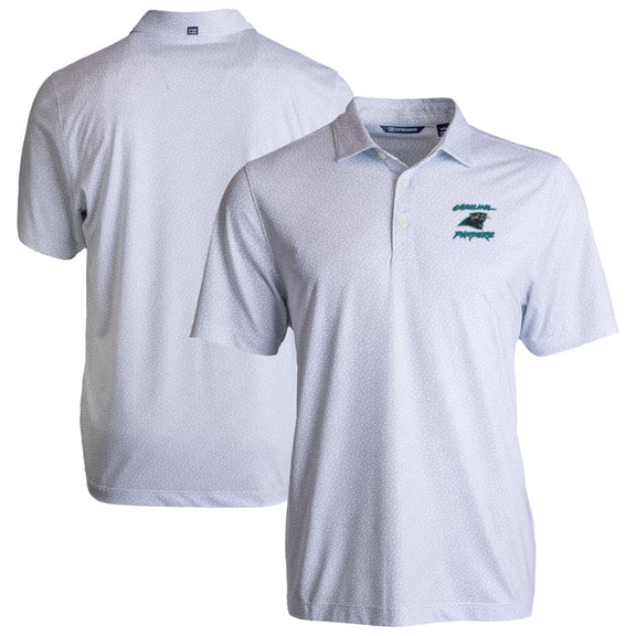 Men's Cutter & Buck White Carolina Panthers Pike Eco Pebble Print Recycled Polo