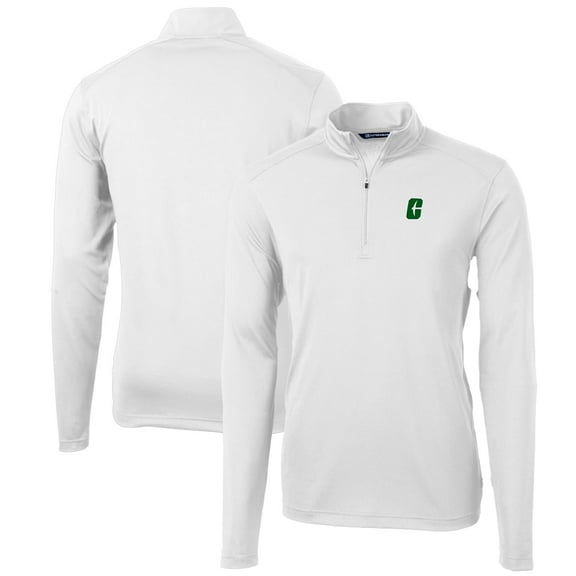 Men's Cutter & Buck White Charlotte 49ers Big & Tall Virtue Eco Pique Recycled Quarter-Zip Pullover Top