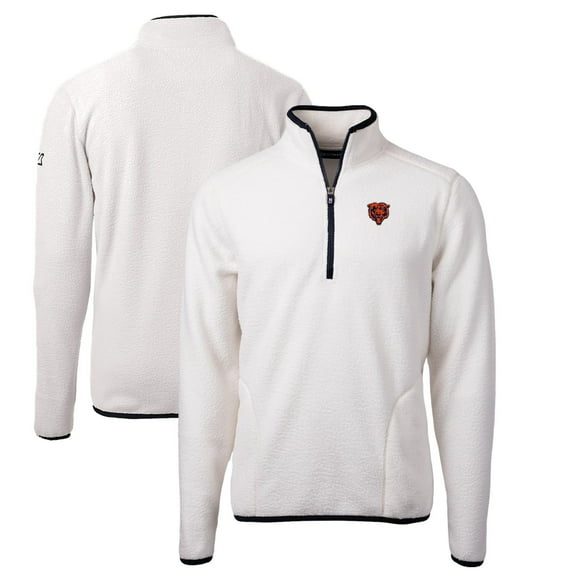 Men's Cutter & Buck White Chicago Bears Throwback Eco Sherpa Fleece Quarter-Zip Pullover Jacket