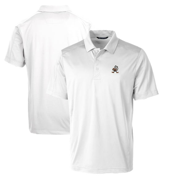 Men's Cutter & Buck White Cleveland Browns Throwback Logo Prospect Textured Stretch Polo