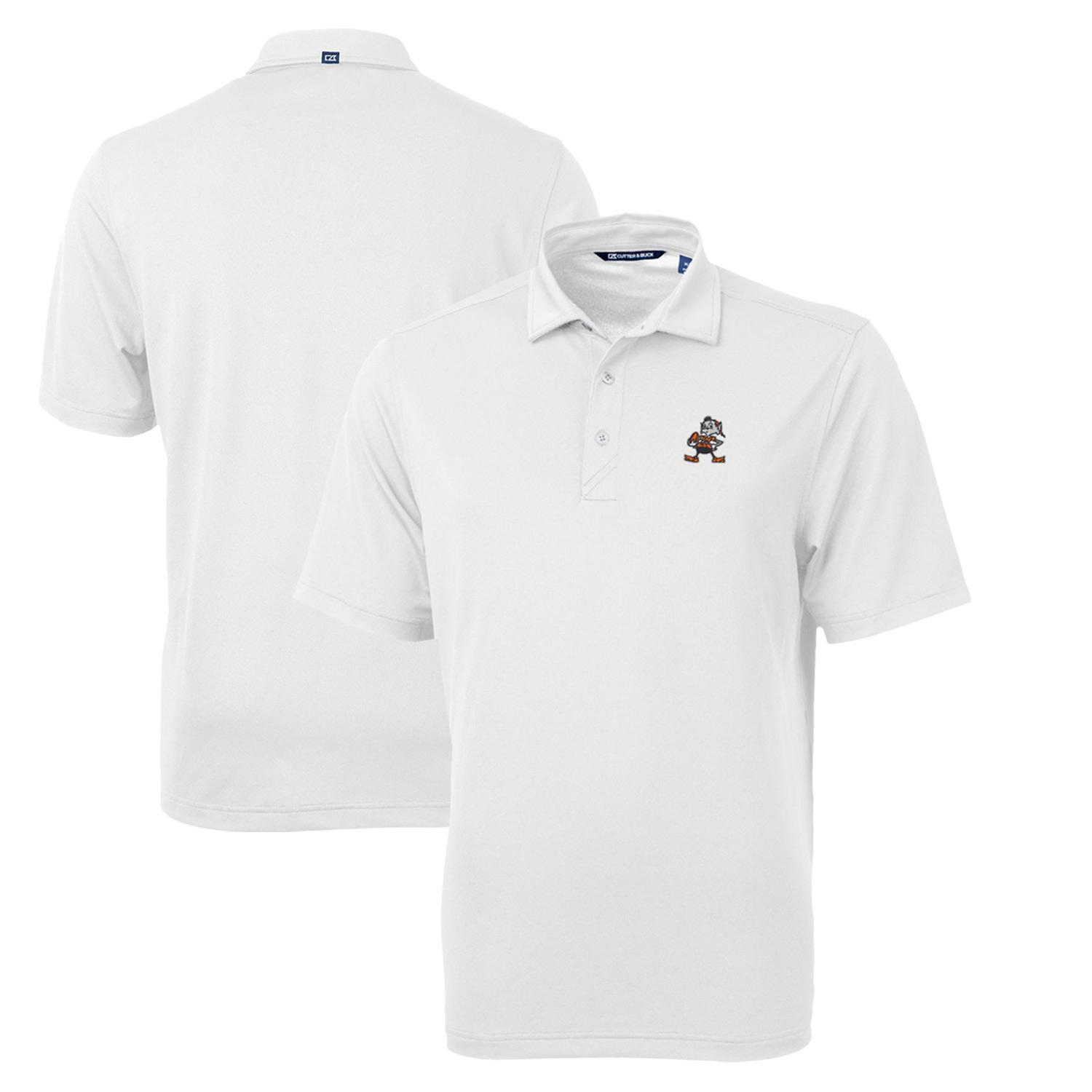 Men's Cutter & Buck White Cleveland Browns Throwback Logo Virtue Eco Pique Recycled Polo