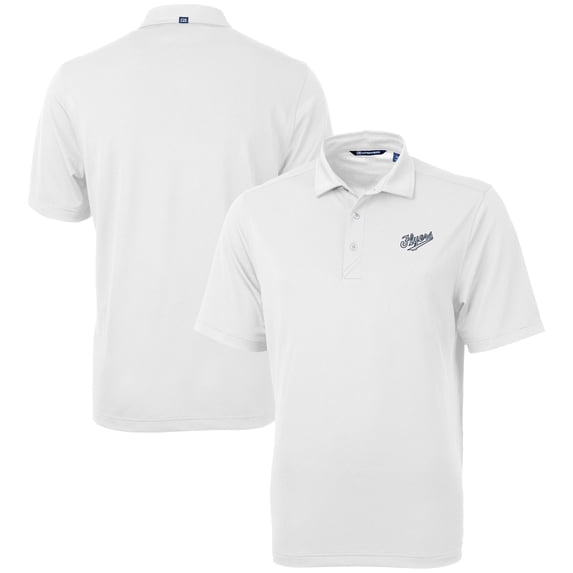 Men's Cutter & Buck White Dayton Flyers Vault DryTec Virtue Eco Pique Recycled Polo