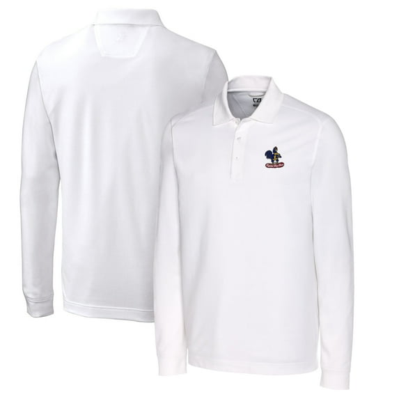 Men's Cutter & Buck White Delaware Fightin' Blue Hens Vault Advantage Tri-Blend Pique Big & Tall Long Sleeve Polo