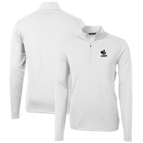 Men's Cutter & Buck White Delaware Fightin' Blue Hens Virtue Eco Pique Recycled Quarter-Zip Pullover Top