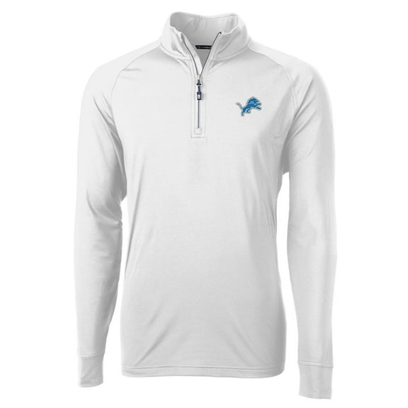 Men's Cutter & Buck White Detroit Lions Adapt Eco Knit Quarter-Zip Pullover Jacket