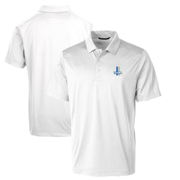 Men's Cutter & Buck White Detroit Lions Throwback Logo Prospect Textured Stretch Polo