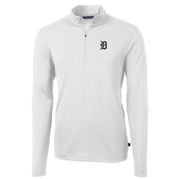 Men's Cutter & Buck White Detroit Tigers Big & Tall Virtue Eco Pique Quarter-Zip Pullover Jacket