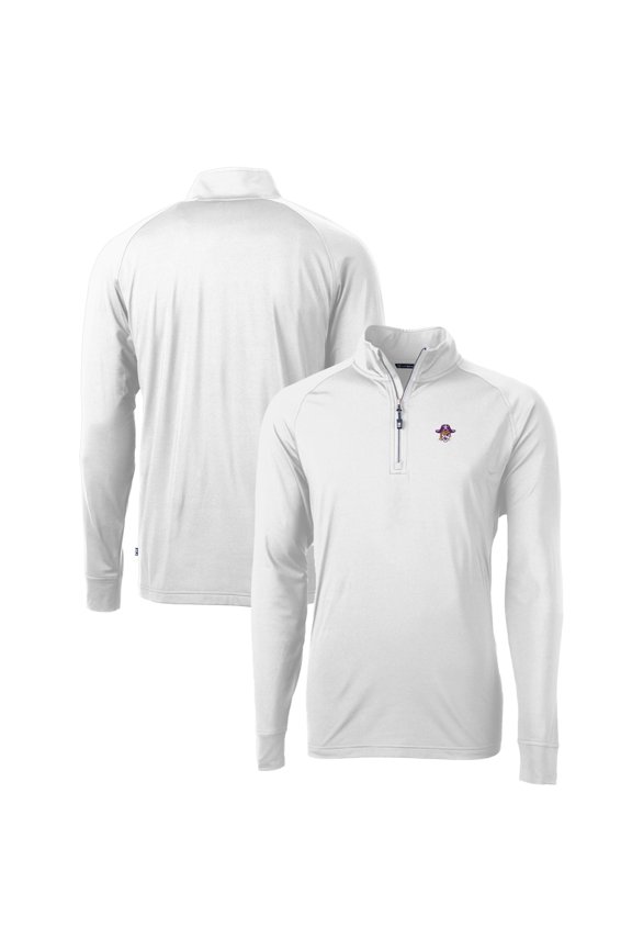 Men's Cutter & Buck White ECU Pirates Adapt Eco Knit Stretch Recycled Quarter-Zip Pullover Top