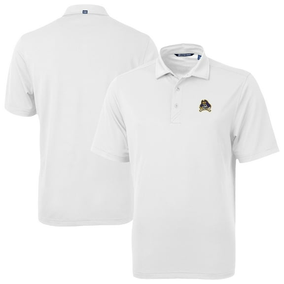Men's Cutter & Buck White ECU Pirates Virtue Eco Pique Recycled Polo