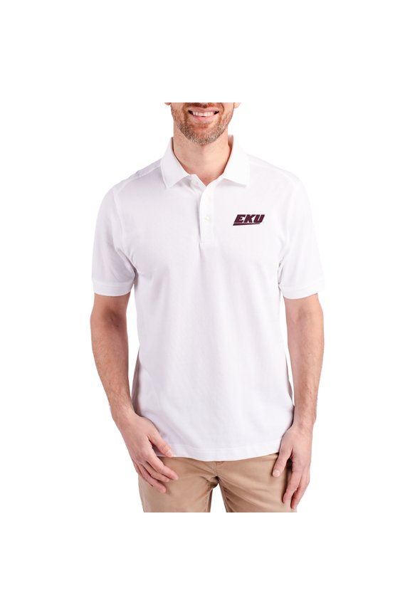Men's Cutter & Buck White Eastern Kentucky Colonels Advantage Eco Pique Tri-Blend Polo