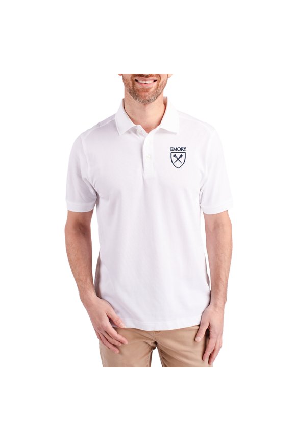 Men's Cutter & Buck White Emory Eagles Advantage Eco Pique Tri-Blend Polo