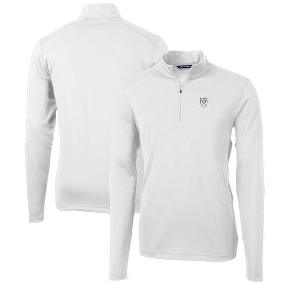 Men's Cutter & Buck White Emory Eagles Big & Tall Virtue Eco Pique Recycled Quarter-Zip Pullover Top