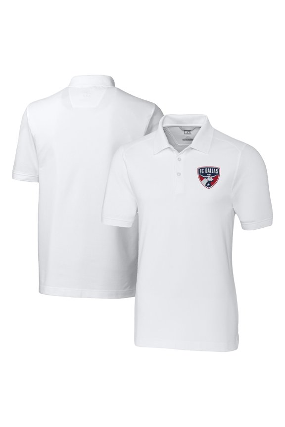 Men's Cutter & Buck White FC Dallas Advantage Eco Tri-Blend Pique Polo