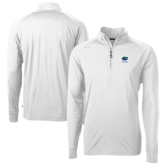 Men's Cutter & Buck White Florida Gators Alumni Logo Adapt Eco Knit Stretch Recycled Quarter-Zip Pullover Top