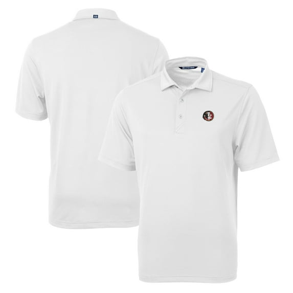 Men's Cutter & Buck White Florida State Seminoles Team Big & Tall Virtue Eco Pique Recycled Polo