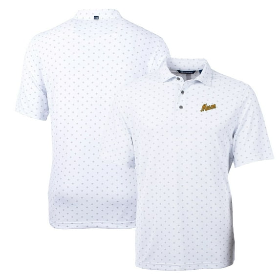 Men's Cutter & Buck White George Mason Patriots Virtue Eco Pique Tile Recycled Polo