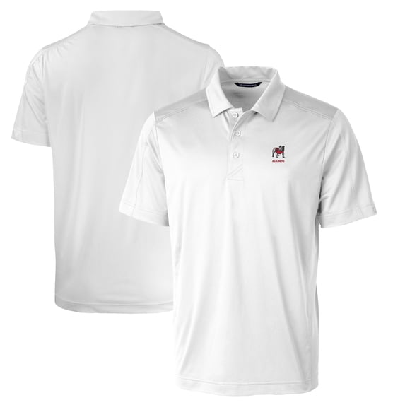 Men's Cutter & Buck White Georgia Bulldogs Alumni Logo Prospect DryTec Textured Stretch Polo