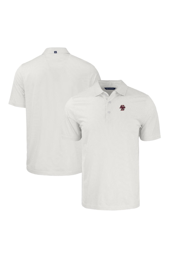 Men's Cutter & Buck White/Gray Boston College Eagles Big & Tall Pike Eco Symmetry Print Stretch Recycled Polo