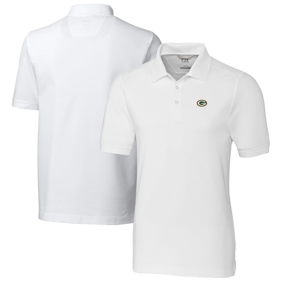 Men's Cutter & Buck White Green Bay Packers Big & Tall Advantage Eco Pique DryTec Tri-Blend Polo