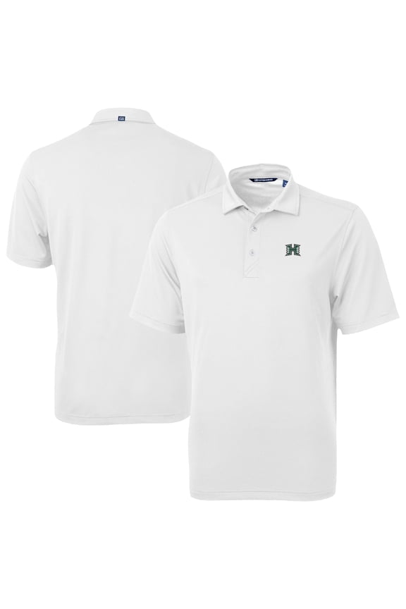 Men's Cutter & Buck White Hawaii Rainbow Warriors Virtue Eco Pique Recycled Polo