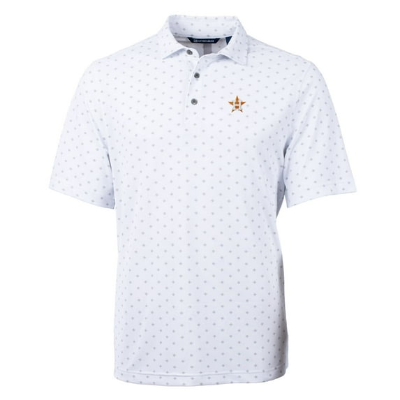 Men's Cutter & Buck White Houston Astros Big & Tall Virtue Eco Pique Tile Print Polo