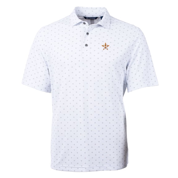 Men's Cutter & Buck White Houston Astros Big & Tall Virtue Eco Pique Tile Print Polo
