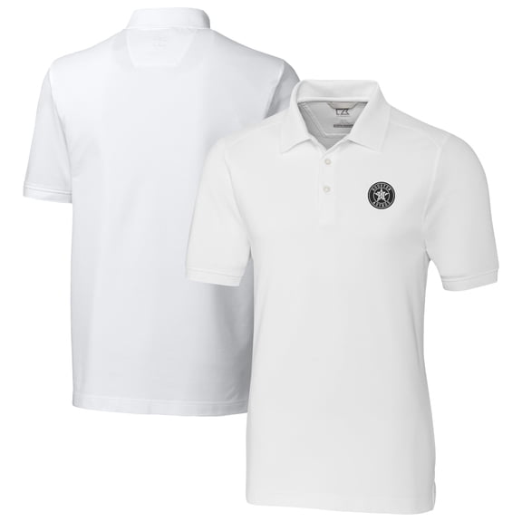 Men's Cutter & Buck White Houston Astros DryTec Advantage Tri-Blend Pique Polo