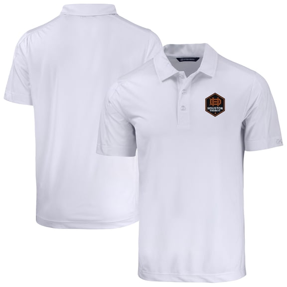 Men's-Cutter & Buck  White Houston Dynamo FC Big & Tall Prospect Eco Textured Stretch Recycled Polo