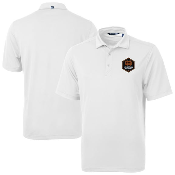 Men's-Cutter & Buck  White Houston Dynamo FC Big & Tall Virtue Eco Pique Recycled Polo