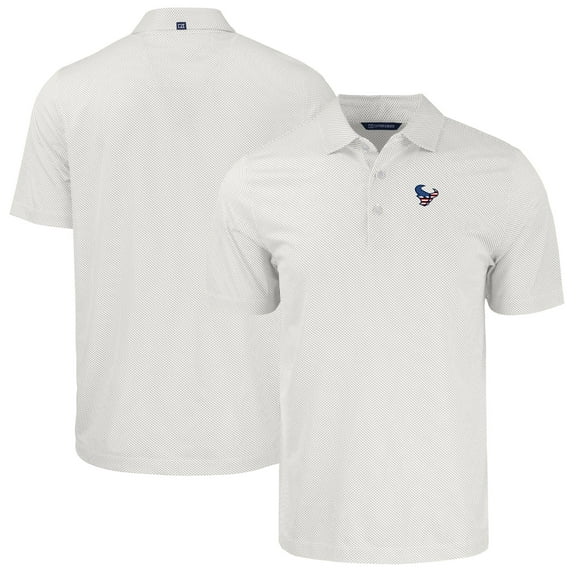 Men's Cutter & Buck White Houston Texans  Americana Pike Eco Symmetry Print Stretch Recycled Polo