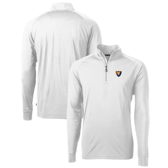 Men's Cutter & Buck White Illinois Fighting Illini Adapt Eco Knit Stretch Recycled Quarter-Zip Pullover Top