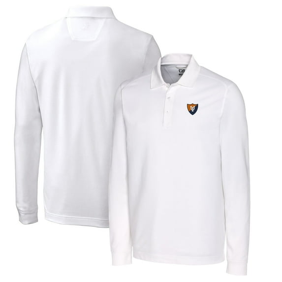 Men's Cutter & Buck White Illinois Fighting Illini Vault Advantage Tri-Blend Pique Big & Tall Long Sleeve Polo
