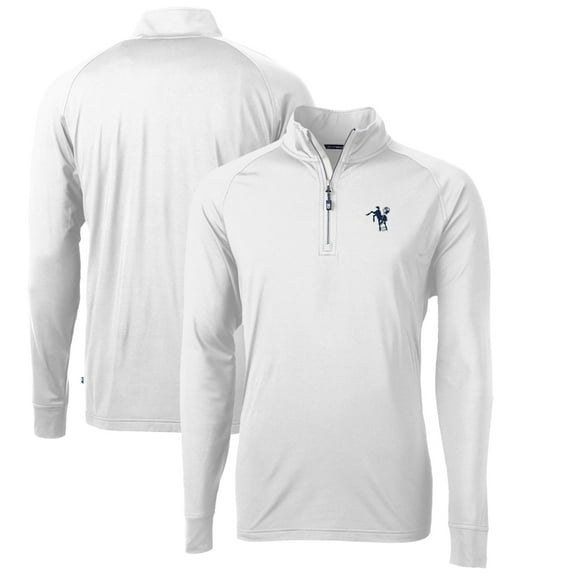 Men's Cutter & Buck White Indianapolis Colts Adapt Eco Knit Stretch Recycled Quarter-Zip Throwback Pullover Top