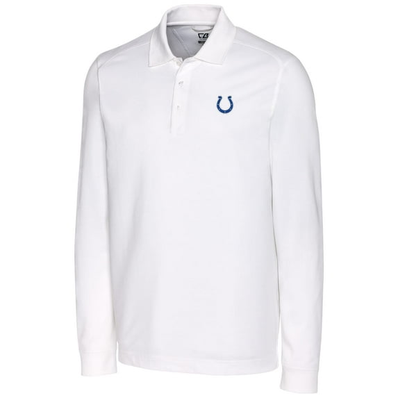 Men's Cutter & Buck White Indianapolis Colts Big & Tall Advantage Long Sleeve Polo
