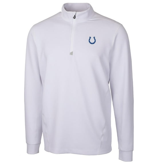 Men's Cutter & Buck White Indianapolis Colts Traverse Quarter-Zip Pullover Jacket