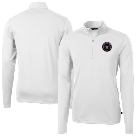Men's Cutter & Buck White Inter Miami CF DryTec Virtue Eco Pique Recycled Quarter-Zip Pullover
