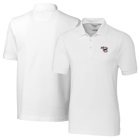 Men's Cutter & Buck White Iowa Cubs Big & Tall DryTec Advantage Tri-Blend Pique Polo