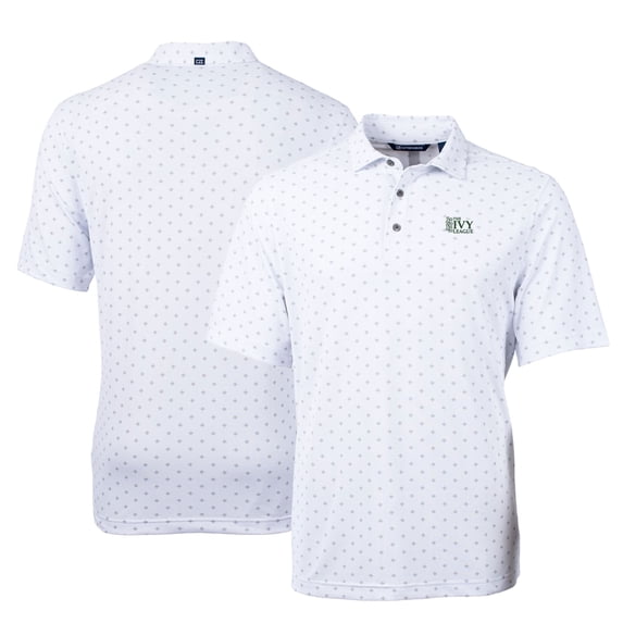Men's Cutter & Buck White Ivy League Big & Tall Virtue Eco Pique Tile Print Recycled Polo