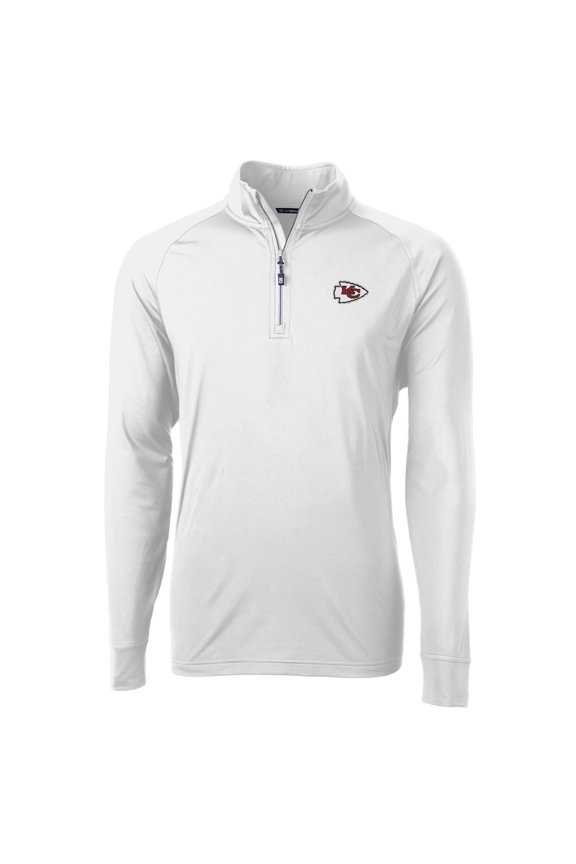 Men's Cutter & Buck White Kansas City Chiefs Adapt Eco Knit Quarter-Zip Pullover Jacket