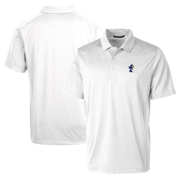 Men's Cutter & Buck White Kansas Jayhawks Team Logo Big & Tall Prospect Textured Stretch Polo