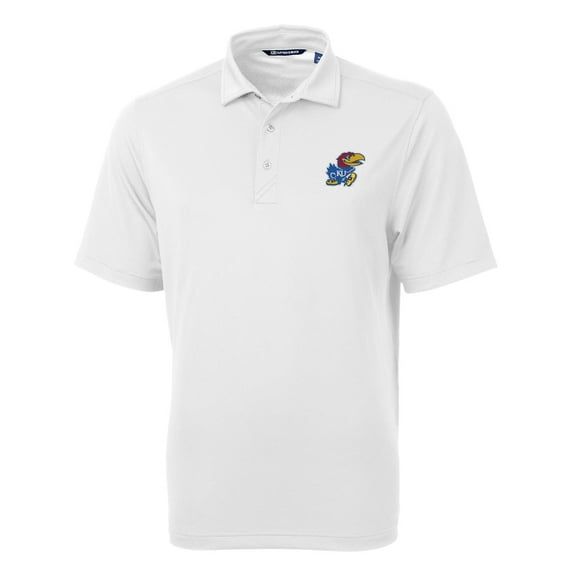 Men's Cutter & Buck White Kansas Jayhawks Virtue Eco Pique Recycled Polo