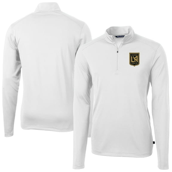 Men's Cutter & Buck White LAFC DryTec Virtue Eco Pique Recycled Quarter-Zip Pullover