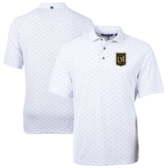 Men's Cutter & Buck White LAFC DryTec Virtue Eco Pique Tile Print Recycled Polo